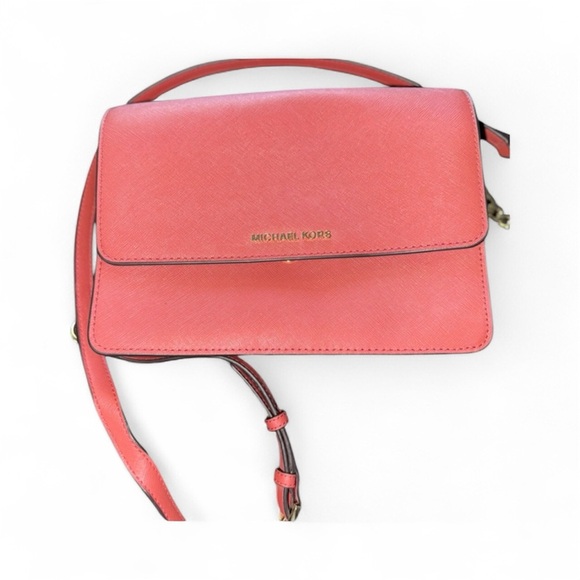 Michael Kors Handbags - Michael Kors Coral Saffiano Leather Crossbody Bag | Authentic Designer Purse